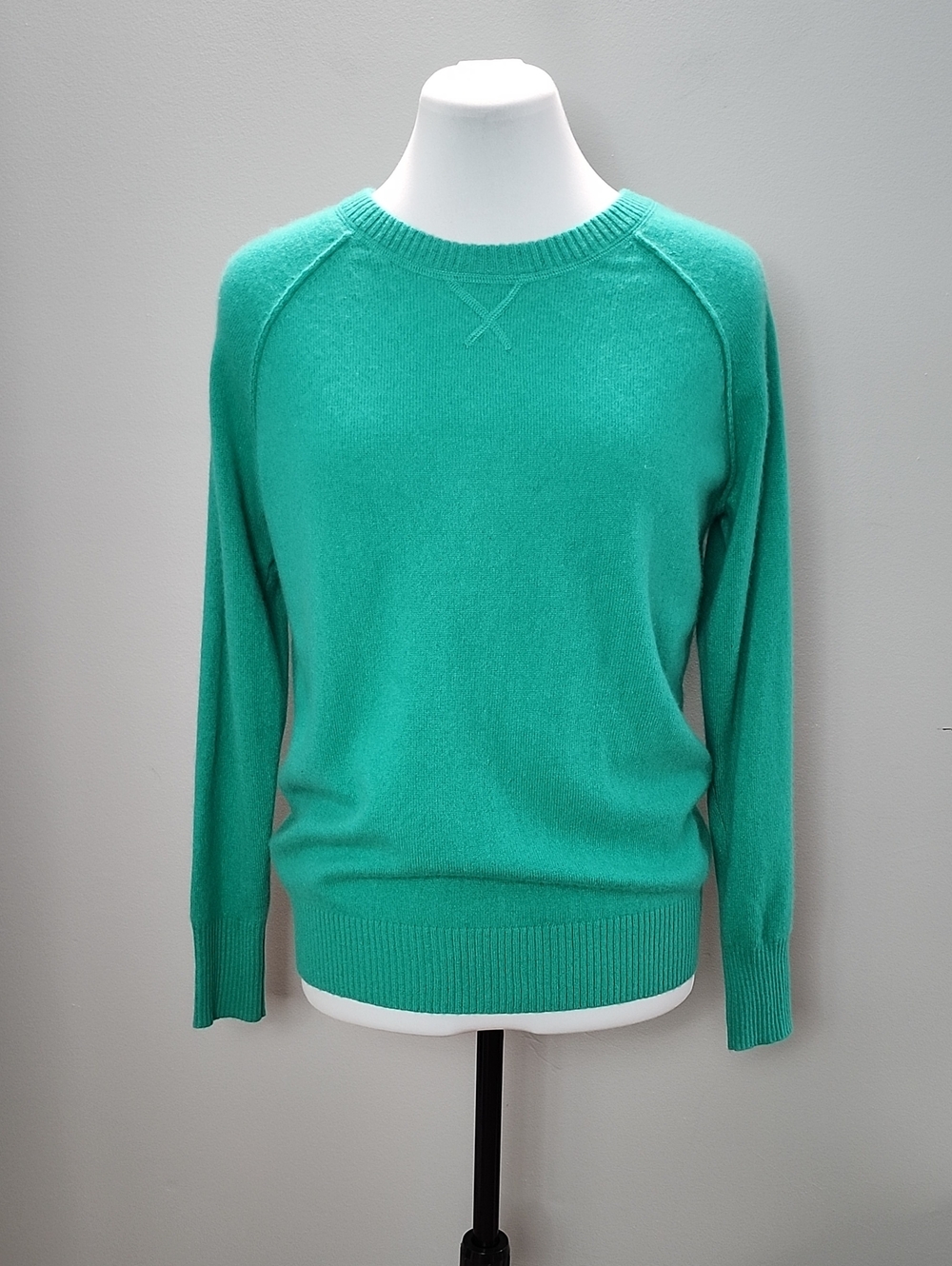 LORD & TAYLOR 100% Cashmere crew neck teal green sweater